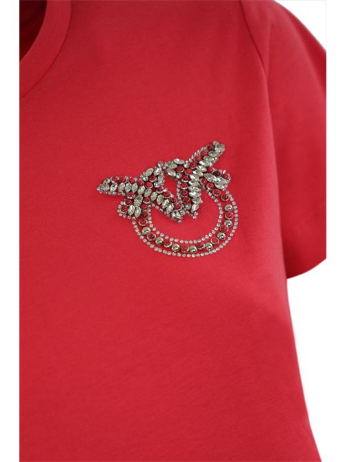 T-shirt con ricamo gioiello Nambrone in cotone rosso PINKO | 103320 A2G7O57